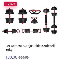 Σετ Cement & Ρυθμιζόμενο Kettlebell 50kg